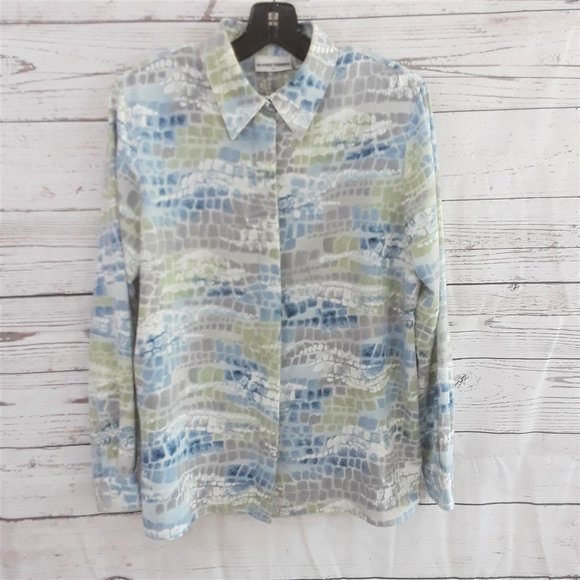 Alfred Dunner NWOT Silky Blue/Gray Long Sleeve Top - Picture 1 of 9